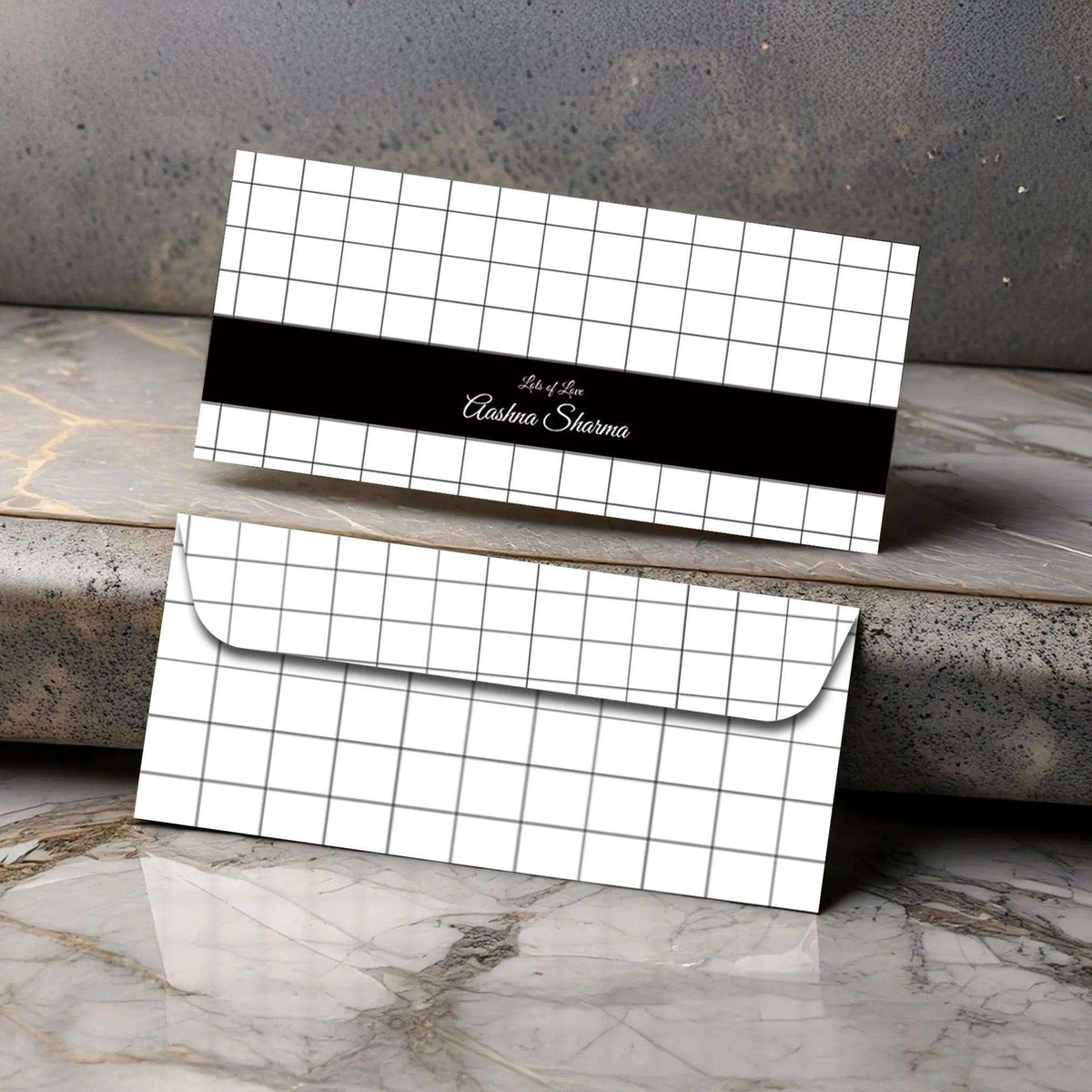 Personalized Money Envelopes - White Chequered Theme - Set of 20 - Chatterbox Labels - Envelopes
