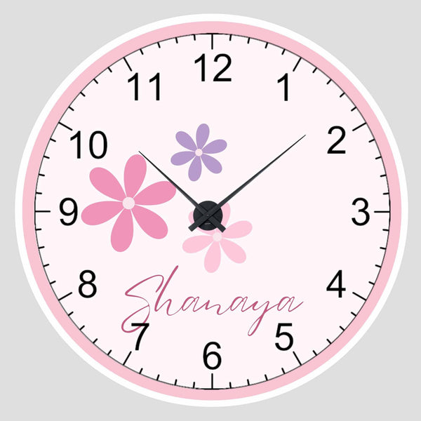 Personalised Acrylic Wall Clock - Petal Power - Chatterbox Labels - Wall Clock