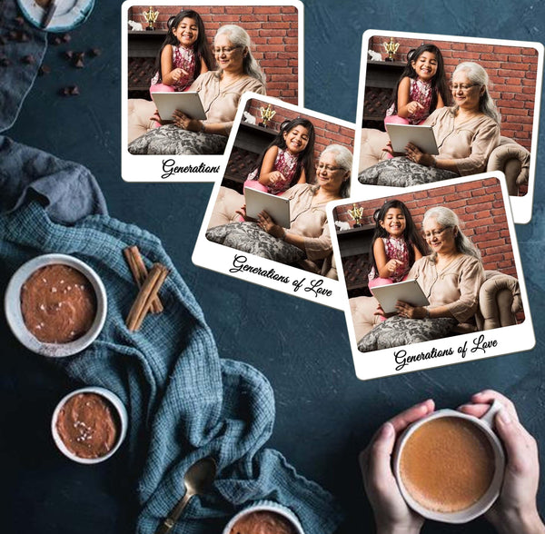 Personalised Photo Coasters - Set of 6 - Chatterbox Labels - Coasters