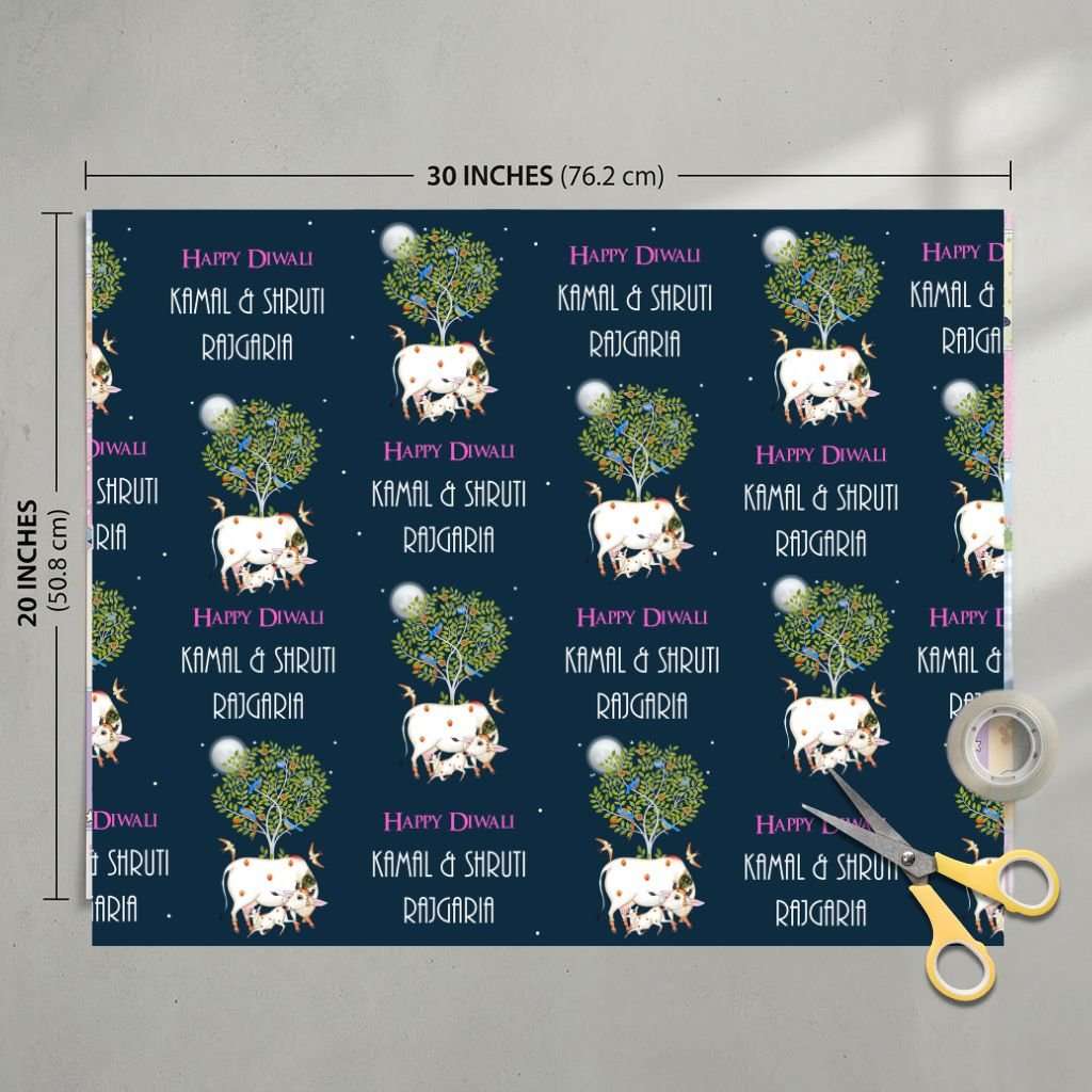 Custom Happy Diwali Gift Wrapping Paper - Pichwai Design - Chatterbox Labels - Wrapping Paper
