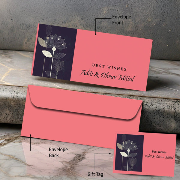 Personalised Money Envelopes Pink Lotus - Set of 20 - Chatterbox Labels - Envelopes