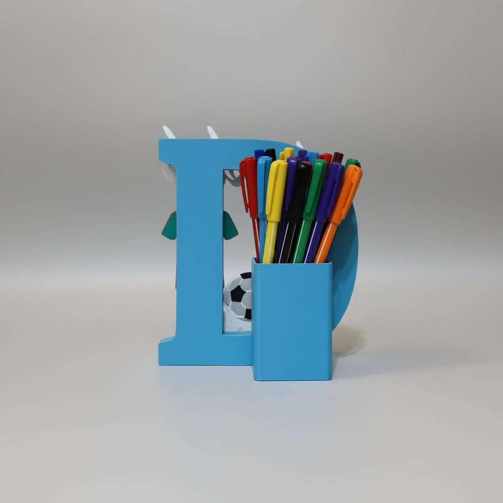Personalised Name Stand & Pen Holder Football Ronaldo Theme - Chatterbox Labels-3D Printed Gifts
