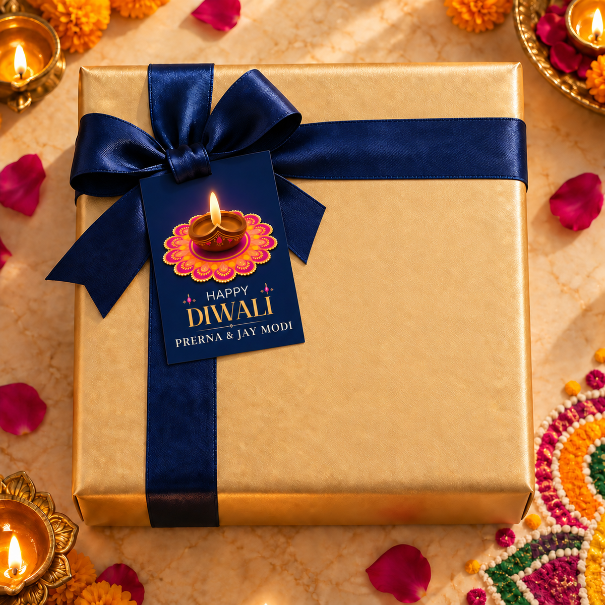 Happy Diwali Gift Tags/Gift Stickers - Royal Diwali Design