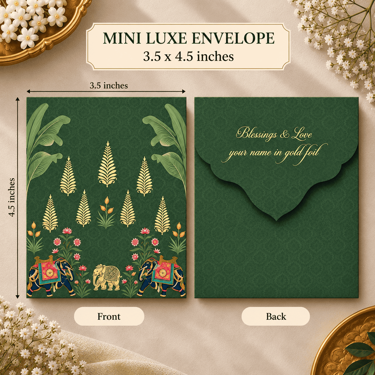 Luxe Gold Foil Money Envelopes -Royal Elephant