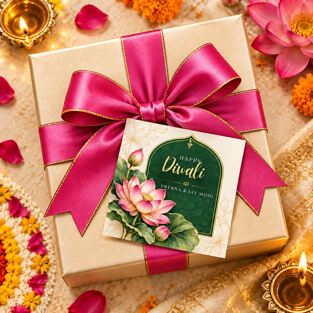 Happy Diwali Gift Tags/Gift Stickers - Royal Festive Design