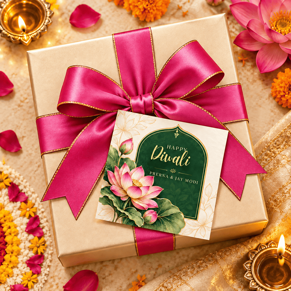 Happy Diwali Gift Tags/Gift Stickers - Royal Festive Design