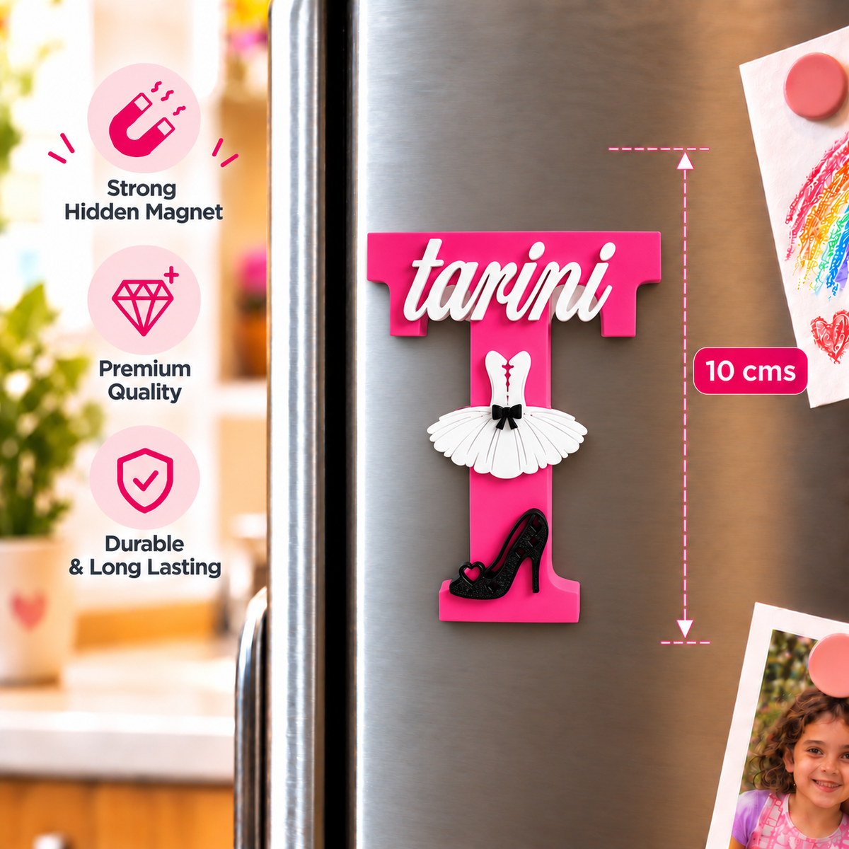 Ballerina Theme 3D Printed Magnetic Name Sign