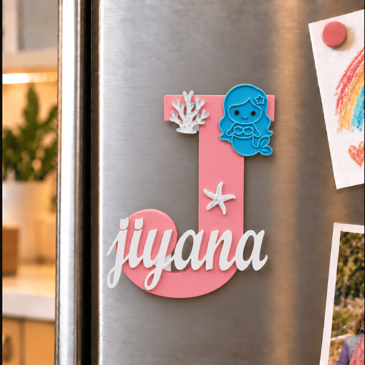 Mermaid Theme 3D Printed Magnetic Name Sign