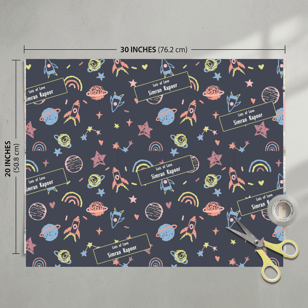 Custom Gift Wrapping Paper for Kids - Cosmic Cuties Theme - Chatterbox Labels - Wrapping Paper