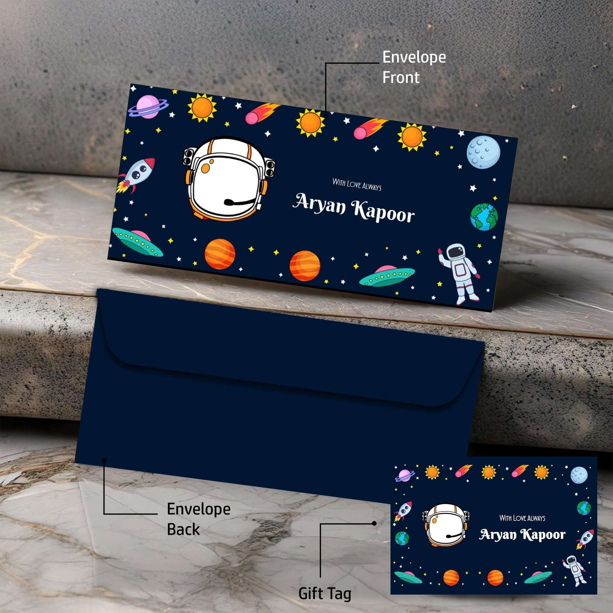 Personalised Money Envelopes - Space Theme - Set of 20