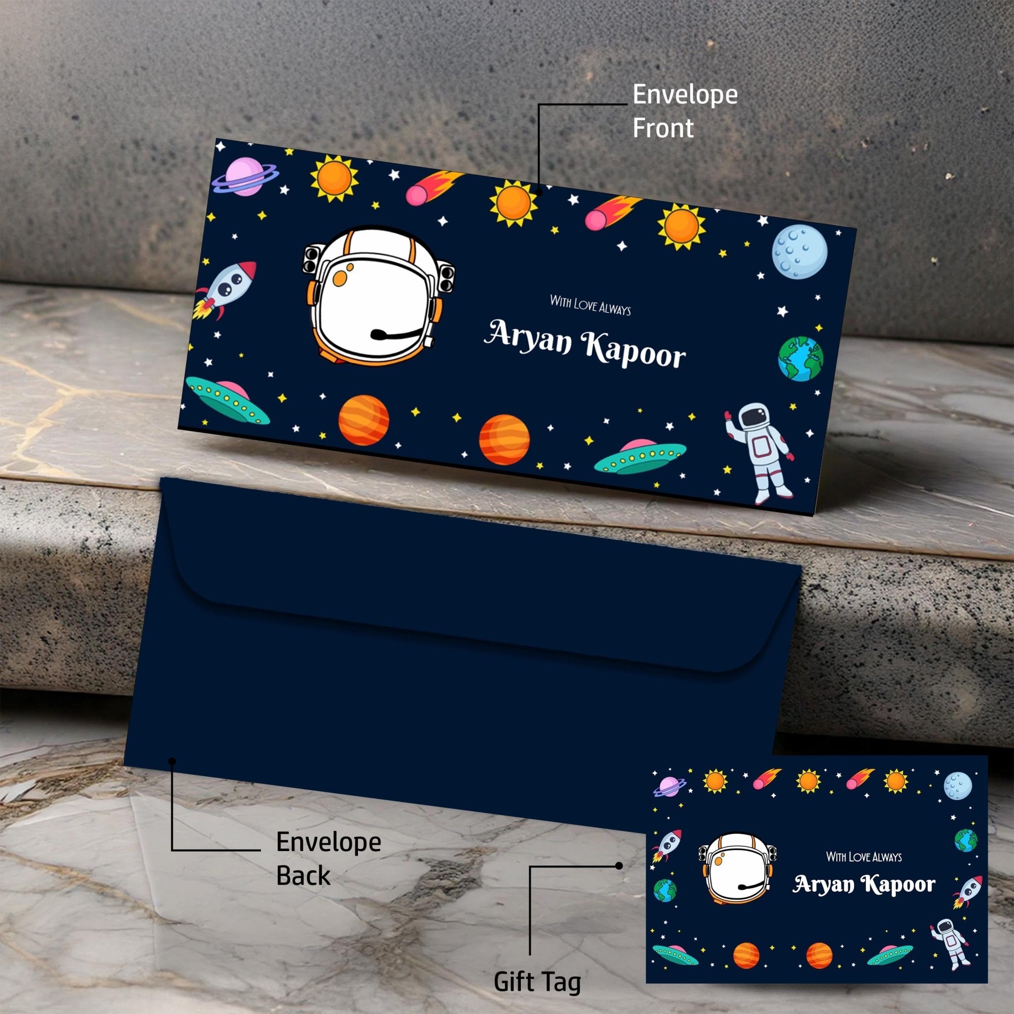 Personalised Money Envelopes - Space Theme - Set of 20