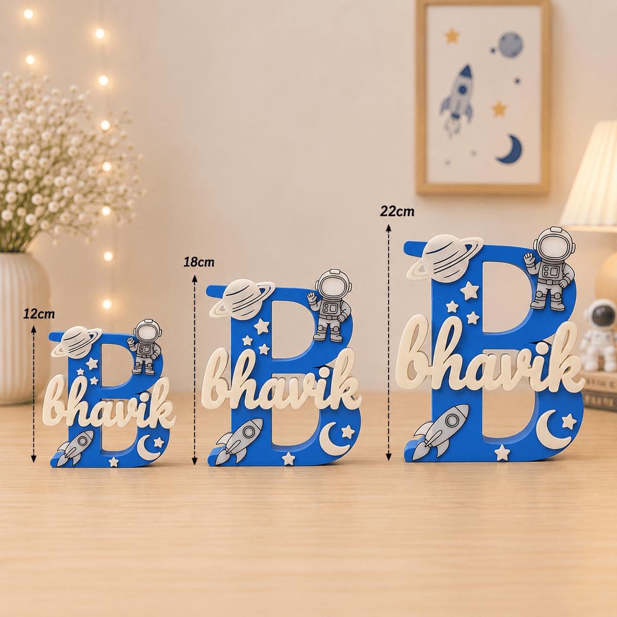 Space Theme Personalised 3D Printed Name Stand - Chatterbox Labels-3D Printed Gifts