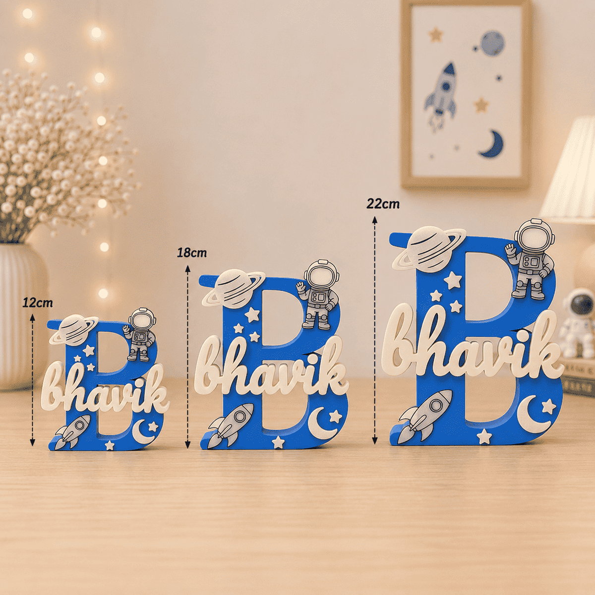 Space Theme Personalised 3D Printed Name Stand - Chatterbox Labels-3D Printed Gifts