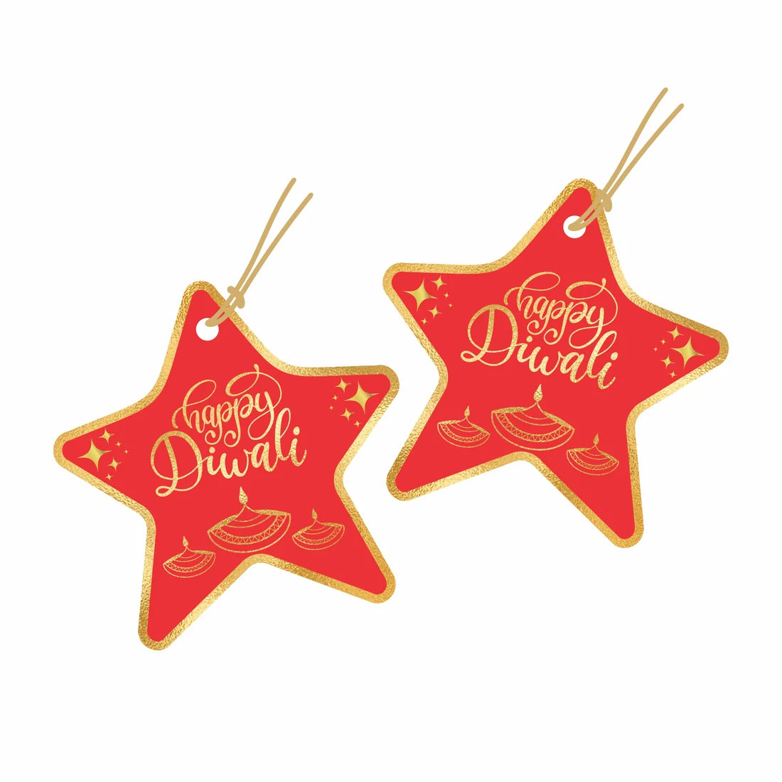 Happy Diwali Star Shape Gold Foil Gift Tags