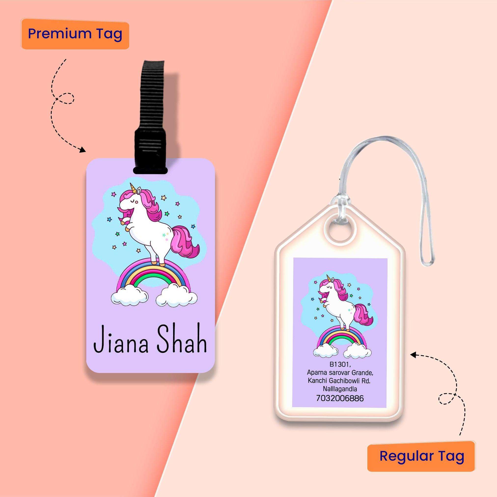 Personalized Bag Tags for Kids - Unicorn Design