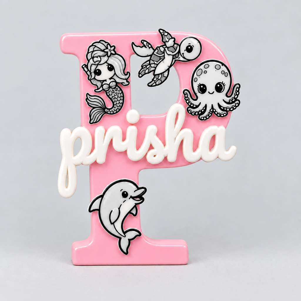 Sea Creatures Theme Personalised Name Stand Glow In The Dark