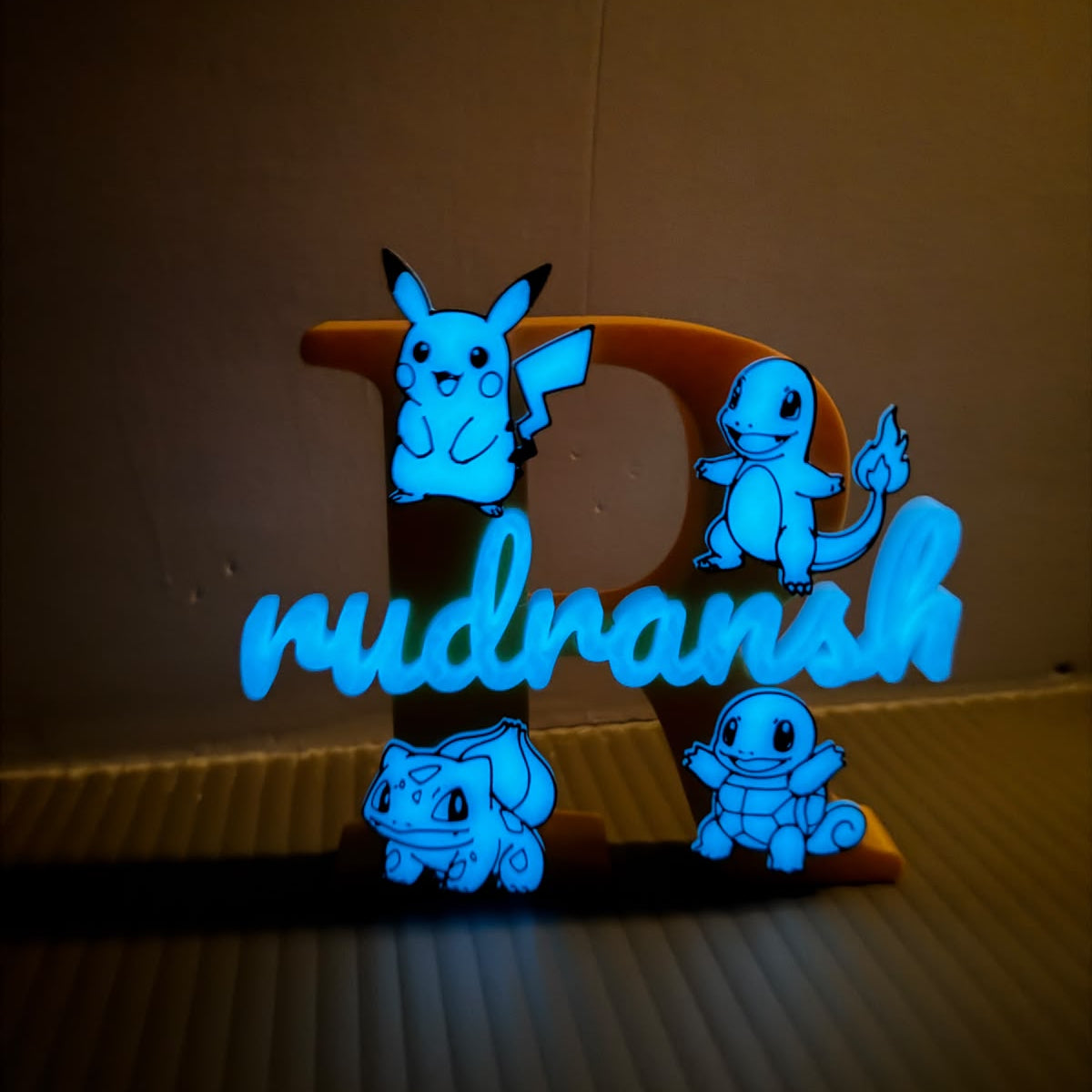 Pokemon Theme Personalised Name Stand Glow In The Dark