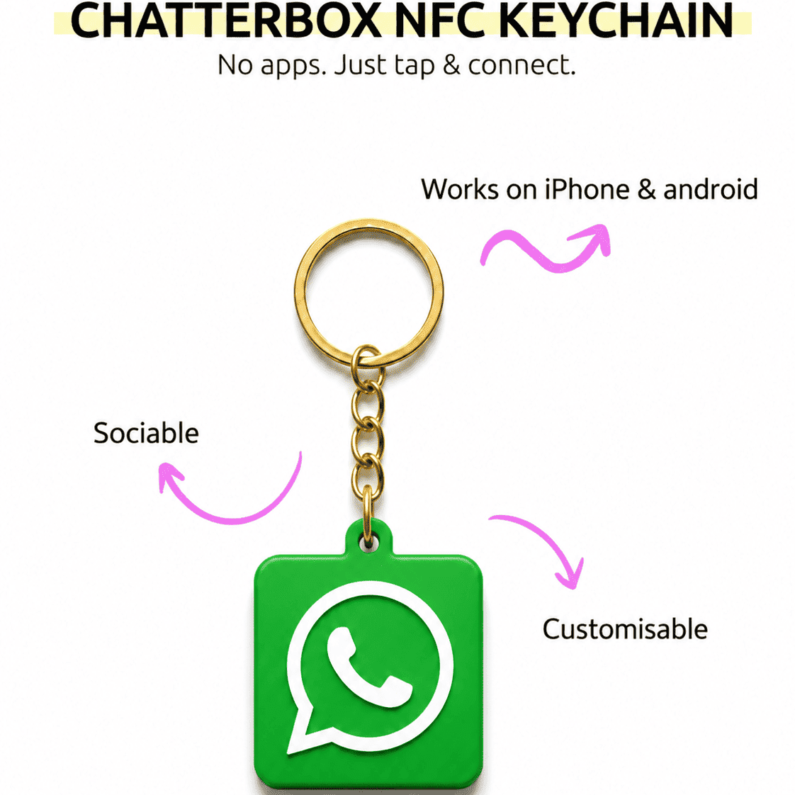 Custom 3D Printed NFC Whatsapp Keychain