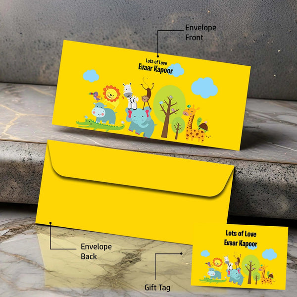 Personalised Money Envelopes - Yellow Jungle Theme - Set of 20 - Chatterbox Labels - Envelopes
