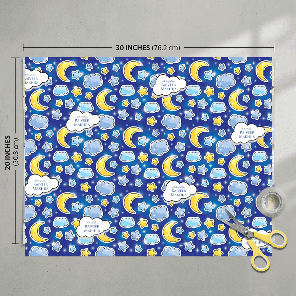 Custom Gift Wrapping Paper for Kids - Blue Sky Theme - Chatterbox Labels - Wrapping Paper
