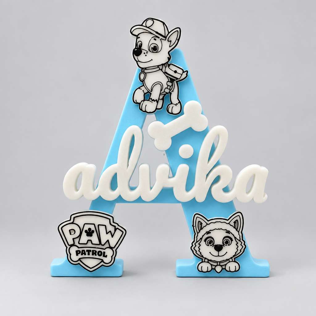 Paw Patrol Theme Personalised Name Stand Glow In The Dark