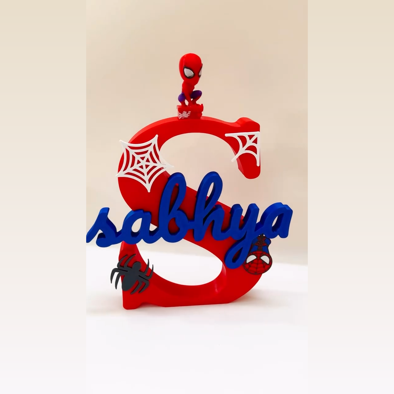Spiderman Theme Personalised 3D Printed Name Stand