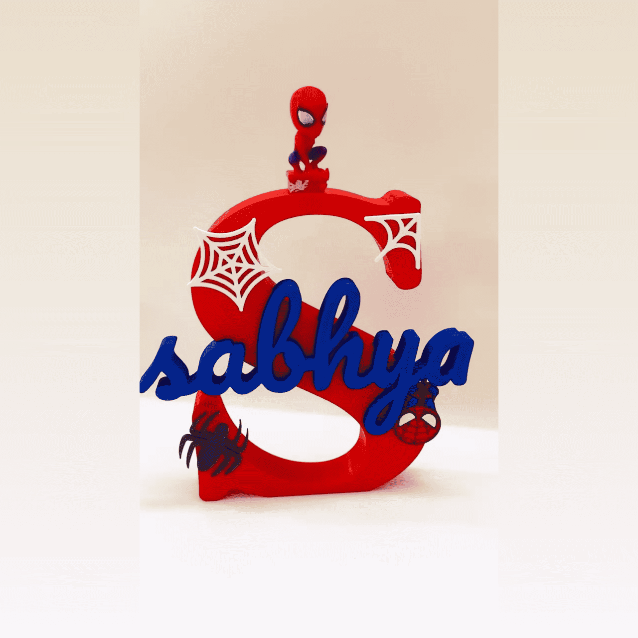 Spiderman Theme Personalised 3D Printed Name Stand
