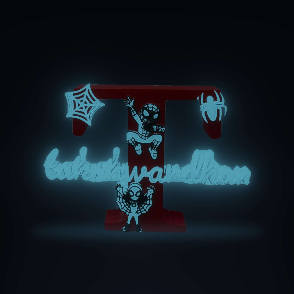 Spiderman Theme Personalised 3D Printed Name Stand