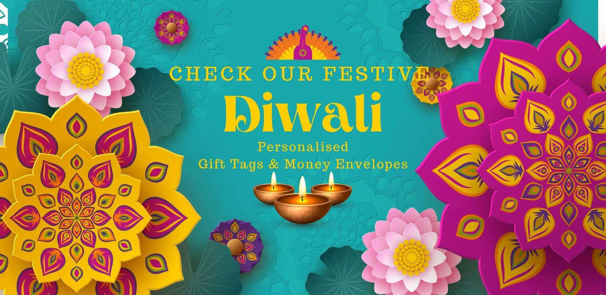 Personalised Diwali Gift Tags, Gift Wrap & Gift Sets