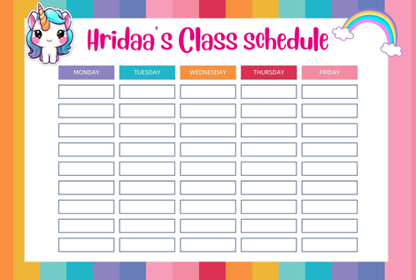 Erasable Personalised Time Tables