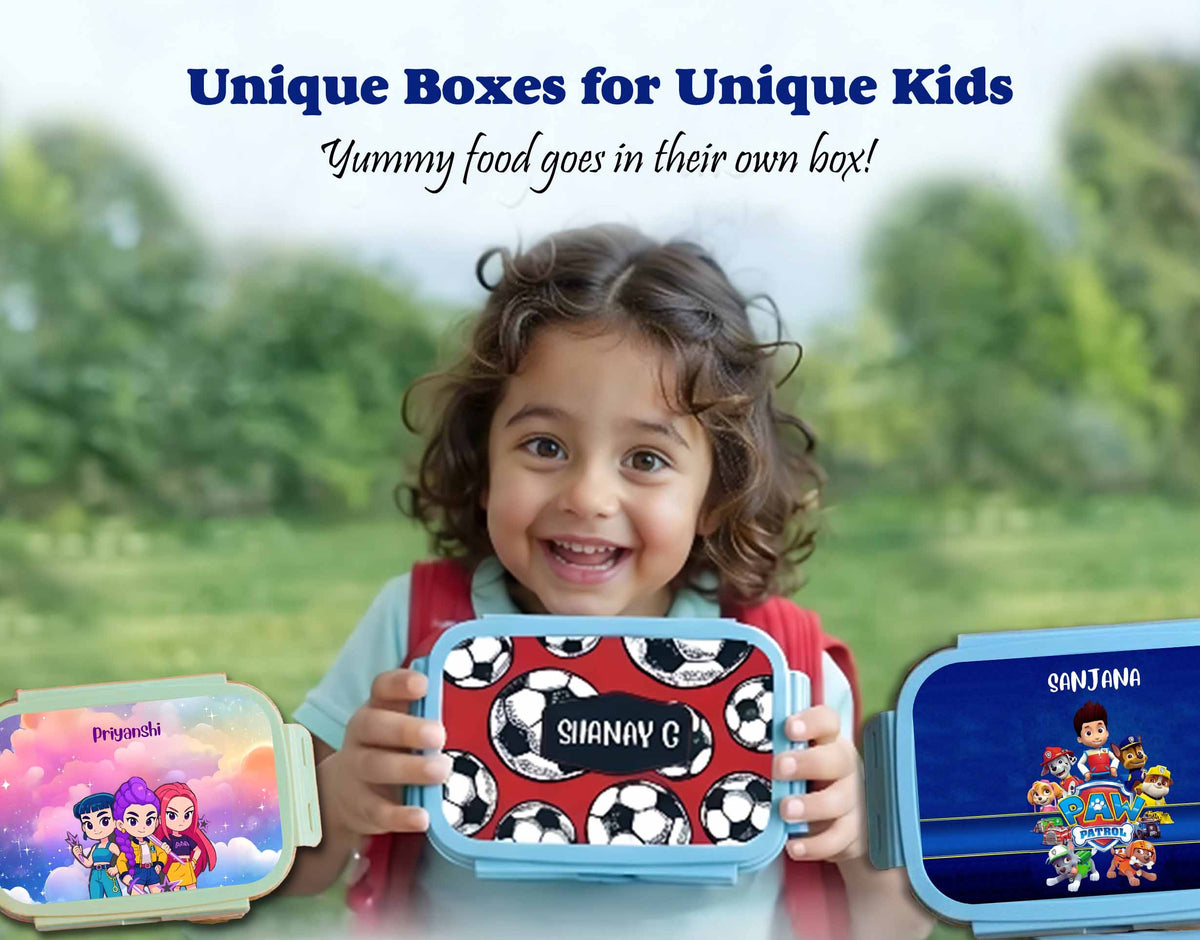 Personalised Steel Snack Box & Lunch Box for Kids