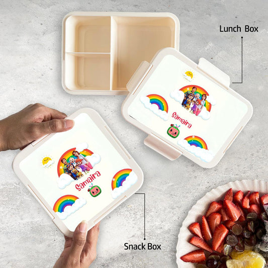 Custom Snack Box & Lunch Box for kids - Cocomelon Design - Chatterbox Labels - Lunch Box