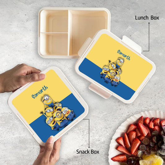Custom Snack Box & Lunch Box for kids - Minion Design - Chatterbox Labels - Lunch Box