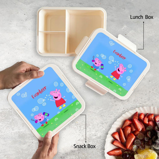 Custom Snack Box & Lunch Box for kids - Peppa Design - Chatterbox Labels - Lunch Box