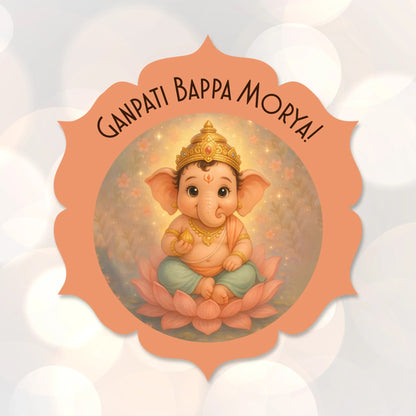 Ganesh Chaturthi Gift tags / Gift Stickers - Ganpati’s Glow - Chatterbox Labels - Gift Tags
