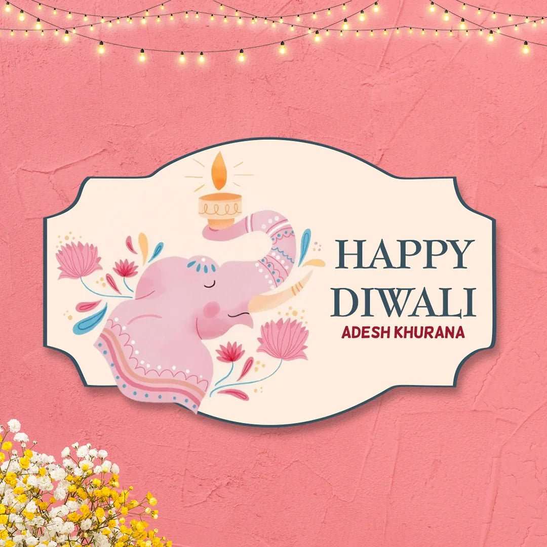 Happy Diwali Gift Tags/Gift Labels - Die - Cut Shape - Deepam Vinayak Design - Chatterbox Labels - Gift Tags