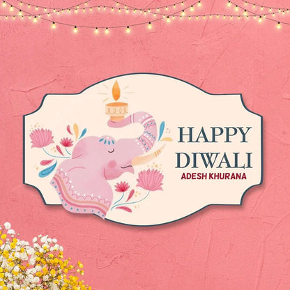 Happy Diwali Gift Tags/Gift Labels - Die - Cut Shape - Deepam Vinayak Design - Chatterbox Labels - Gift Tags