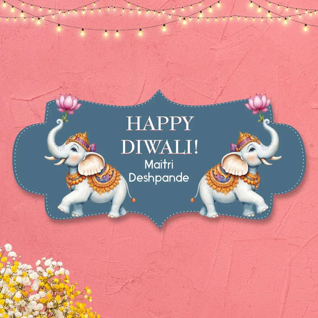 Happy Diwali Gift Tags/Gift Labels - Die - Cut Shape - Sacred Lotus Duo Design - Chatterbox Labels - Gift Tags