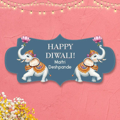 Happy Diwali Gift Tags/Gift Labels - Die - Cut Shape - Sacred Lotus Duo Design - Chatterbox Labels - Gift Tags