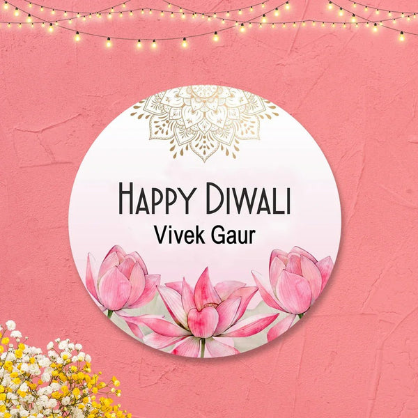 Happy Diwali Gift Tags/Gift Labels - Die - Cut Shape - Lotus Radiance Design - Chatterbox Labels - Gift Tags