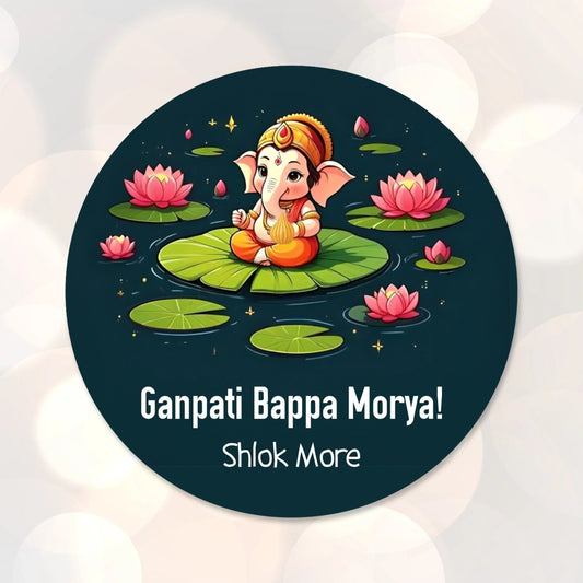 Ganesh Chaturthi Gift tags / Gift Stickers - Divine Lotus Ganesha Design - Chatterbox Labels - Gift Tags