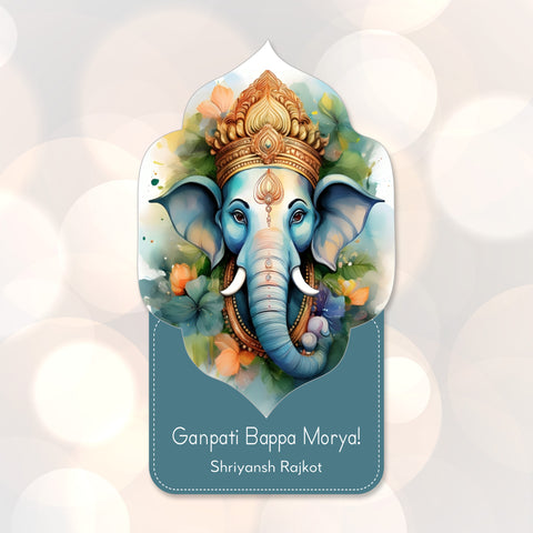 Ganesh Chaturthi Gift tags / Gift Stickers - Neel Ganesha