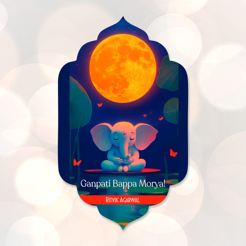 Ganesh Chaturthi Gift tags / Gift Stickers - Bappa Under the Moon Design