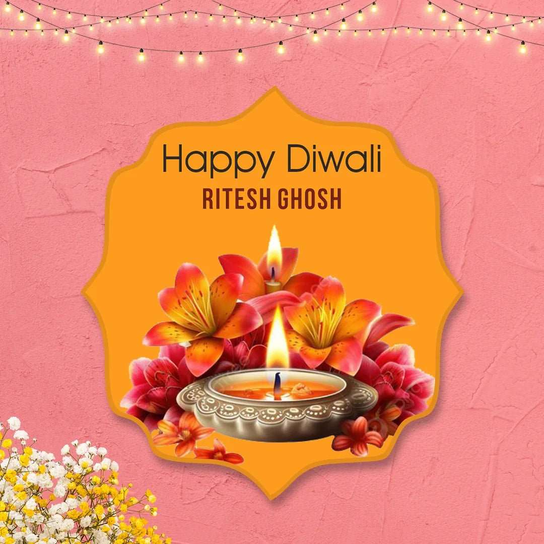 Happy Diwali Gift Tags/Gift Labels - Die - Cut Shape - Golden Petals Design - Chatterbox Labels - Gift Tags