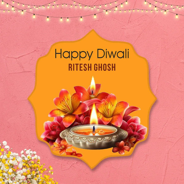 Happy Diwali Gift Tags/Gift Labels - Die - Cut Shape - Golden Petals Design - Chatterbox Labels - Gift Tags