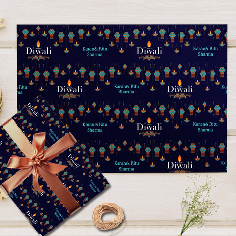 Custom Happy Diwali Gift Wrapping Paper -Lantern Cascade Theme