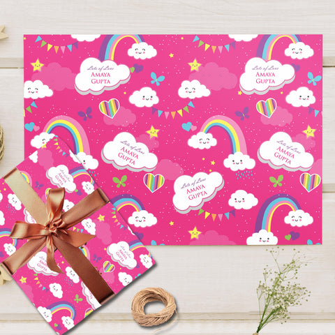 Custom Gift Wrapping Paper- Rainbow Skies Theme