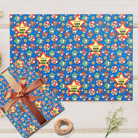 Custom Gift Wrapping Paper - Happy Mario Theme