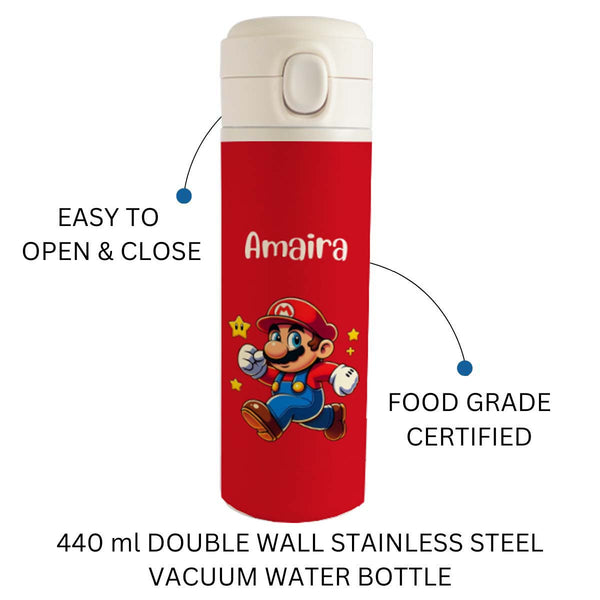 Personalised Stainless Steel Water Bottle -Mario Design