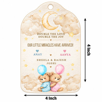 Baby Shower & Birth Announcement Gift Tags in Twin Baby Design